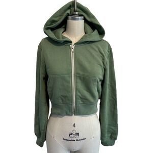 Nwt Gap Teen Cropped Zip Hoodie Sweatshirt Olive 14/16